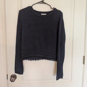 Artisan NY Navy Cropped Fringe Sweater